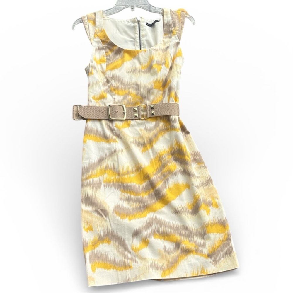ANTONIO MELANI Yellow and Cream Midi Dress
